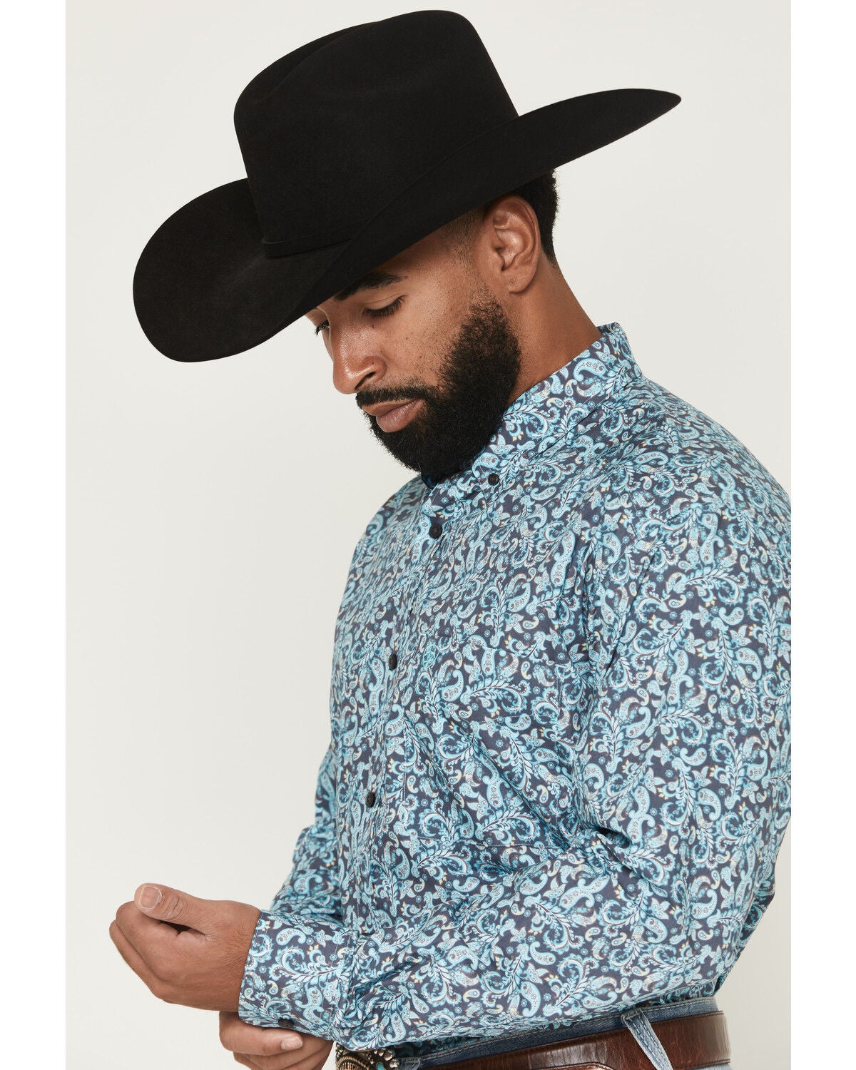 Image #2 - Ariat Men's Phelps Floral Paisley Long Sleeve Button-Down Western Shirt, Blue, hi-res