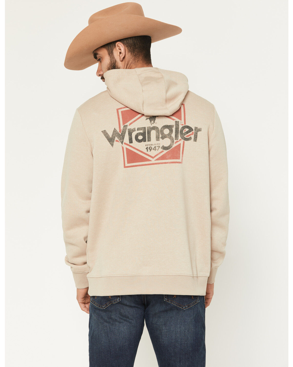 Image #4 - Wrangler Men's Logo Hooded Sweatshirt, Tan, hi-res