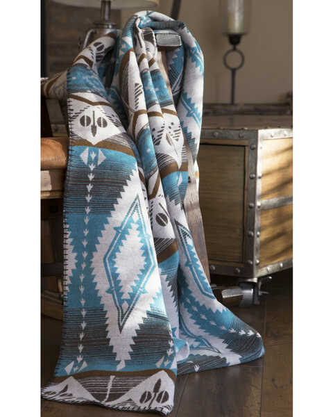  Carstens Home Turquoise Earth Southwestern Throw Blanket, Turquoise, hi-res