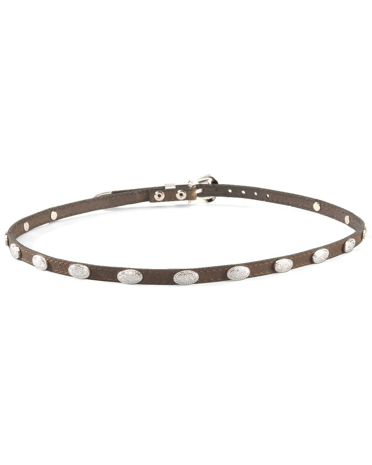 Image #2 - Concho Embellished Leather Hat Band, Brown, hi-res