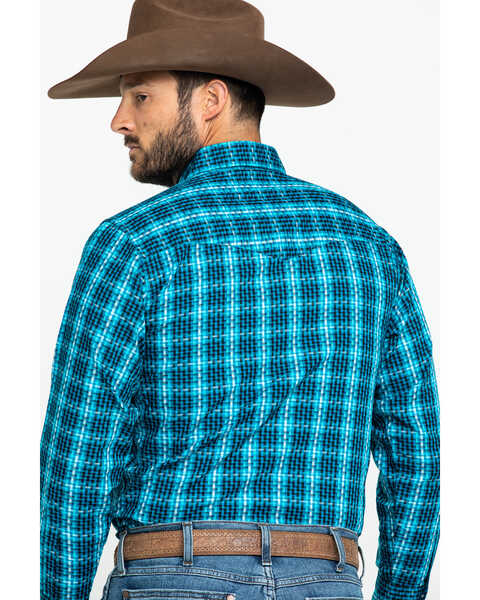 Image #5 - Wrangler Silver Edition Men's Teal Checotah Geo Print Long Sleeve Western Shirt , Teal, hi-res