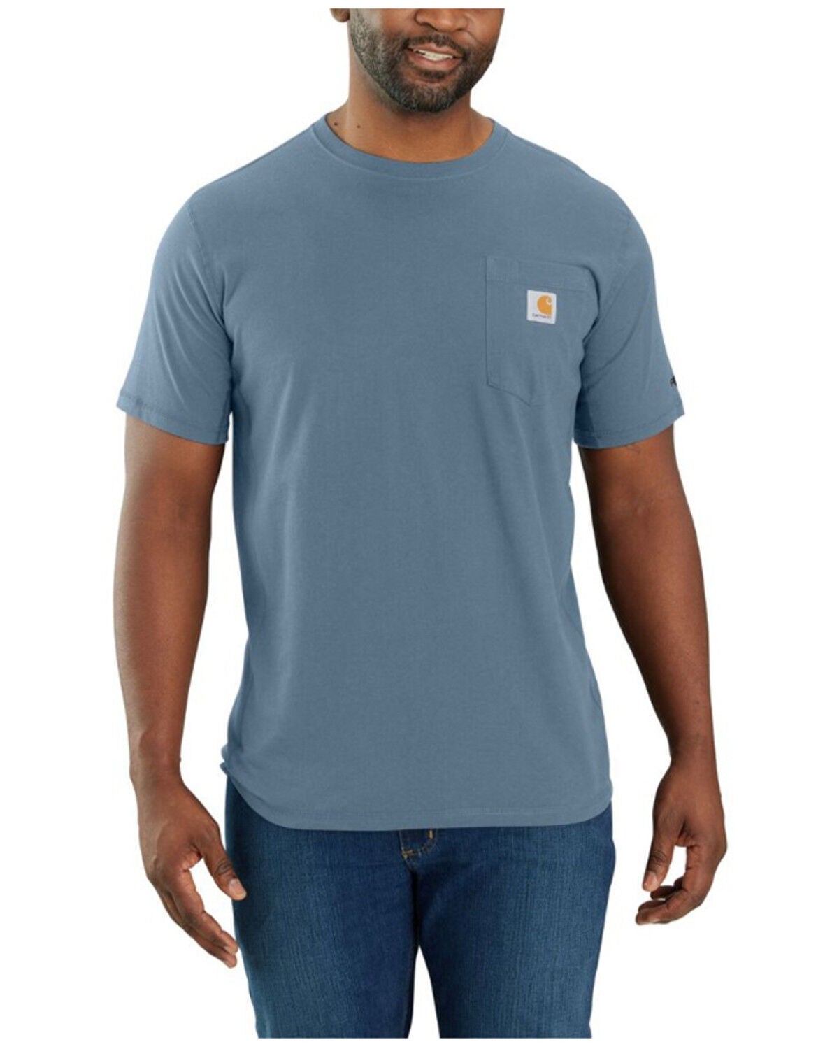Carhartt Men's Force&reg; Relaxed Fit Midweight Short Sleeve Pocket Work T-Shirt, Light Blue, hi-res