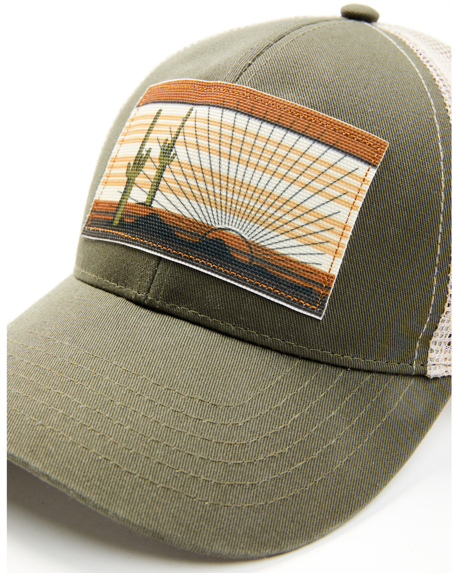 Cleo + Wolf Women's Stay Wild Cactus Sunset Patch Olive Ball Cap