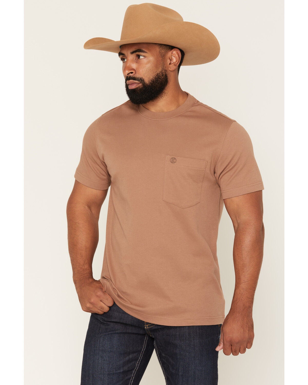 Cody James Men's Summit Solid Pocket Short Sleeve T-Shirt, Tan, hi-res