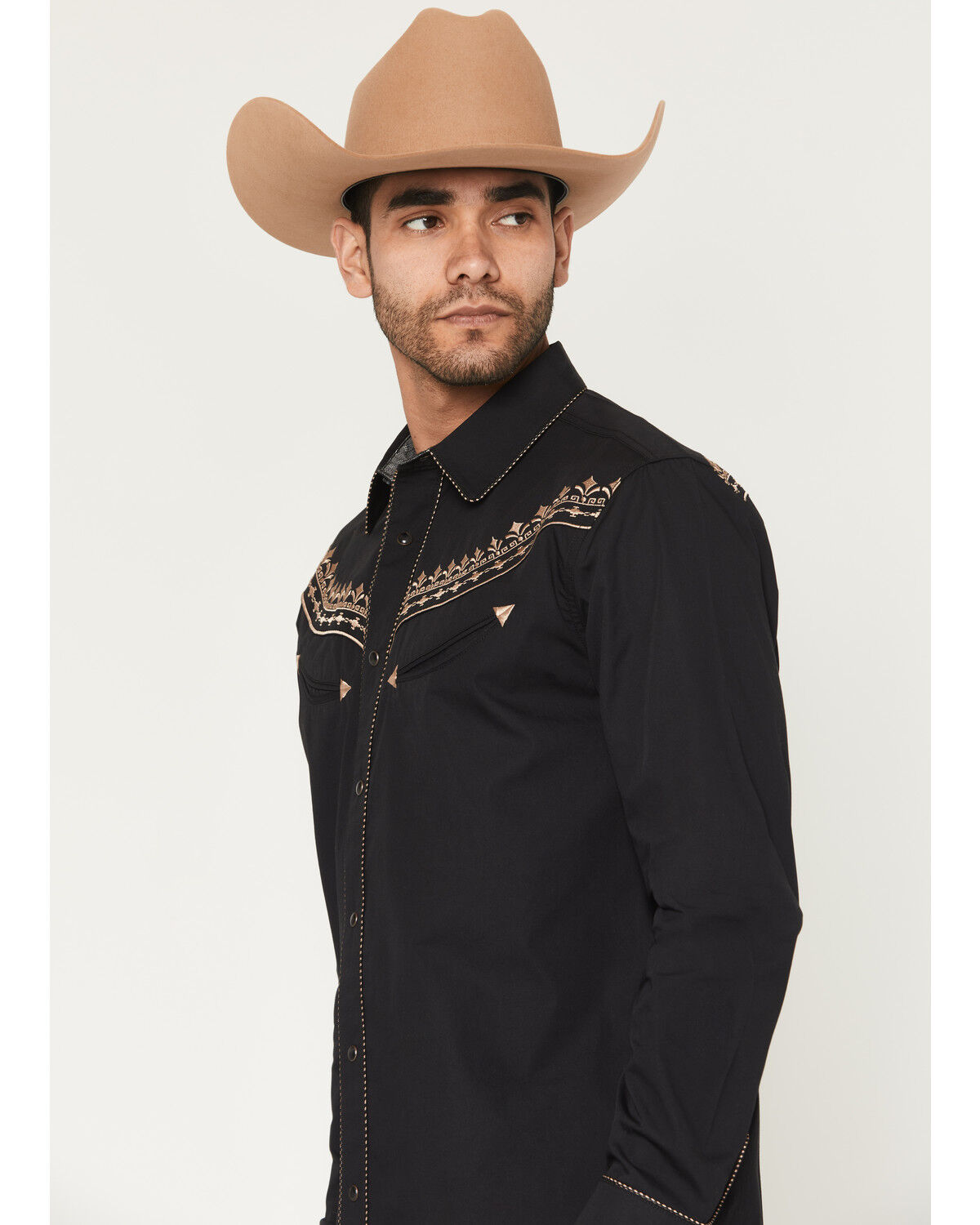 Image #2 - Moonshine Spirit Men's High Noon Embroidered Long Sleeve Snap Western Shirt, Black, hi-res