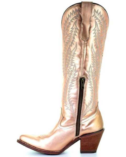 Image #4 - Corral Women's Gold Embroidery Tall Top Cowgirl Boots - Pointed Toe , , hi-res