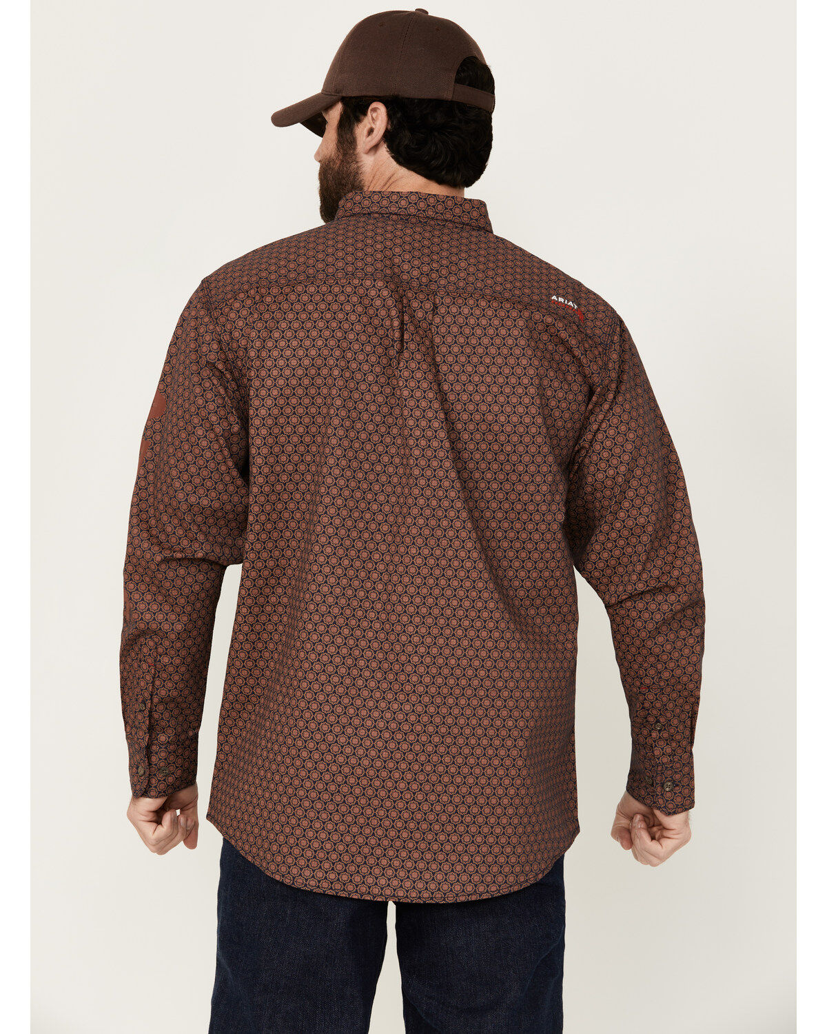 Image #4 - Ariat Men's FR Adirondack Geo Print Long Sleeve Button-Down Western Work Shirt, Red, hi-res