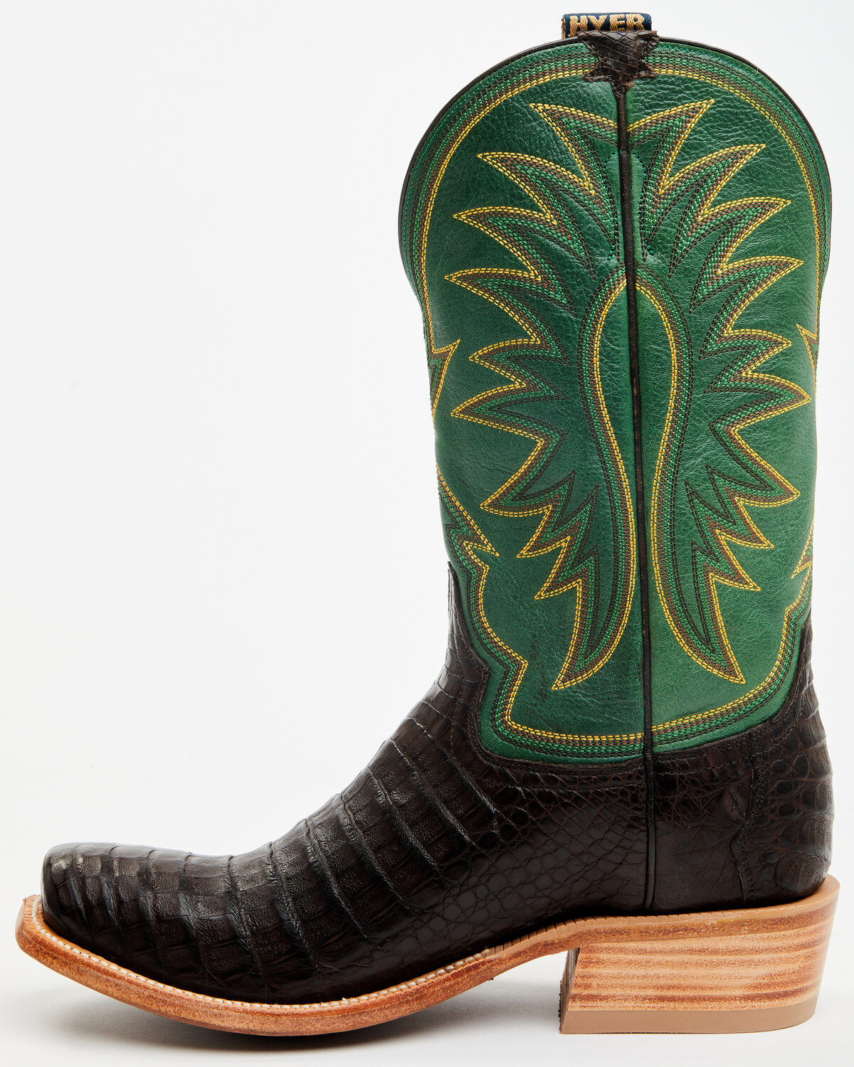 Image #3 - Hyer Men's Spearville Exotic Caiman Western Boots - Square Toe, Black, hi-res