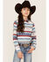 Image #1 - Roper Girls' West Made Southwestern Stripe Print Long Sleeve Western Snap Shirt, , hi-res