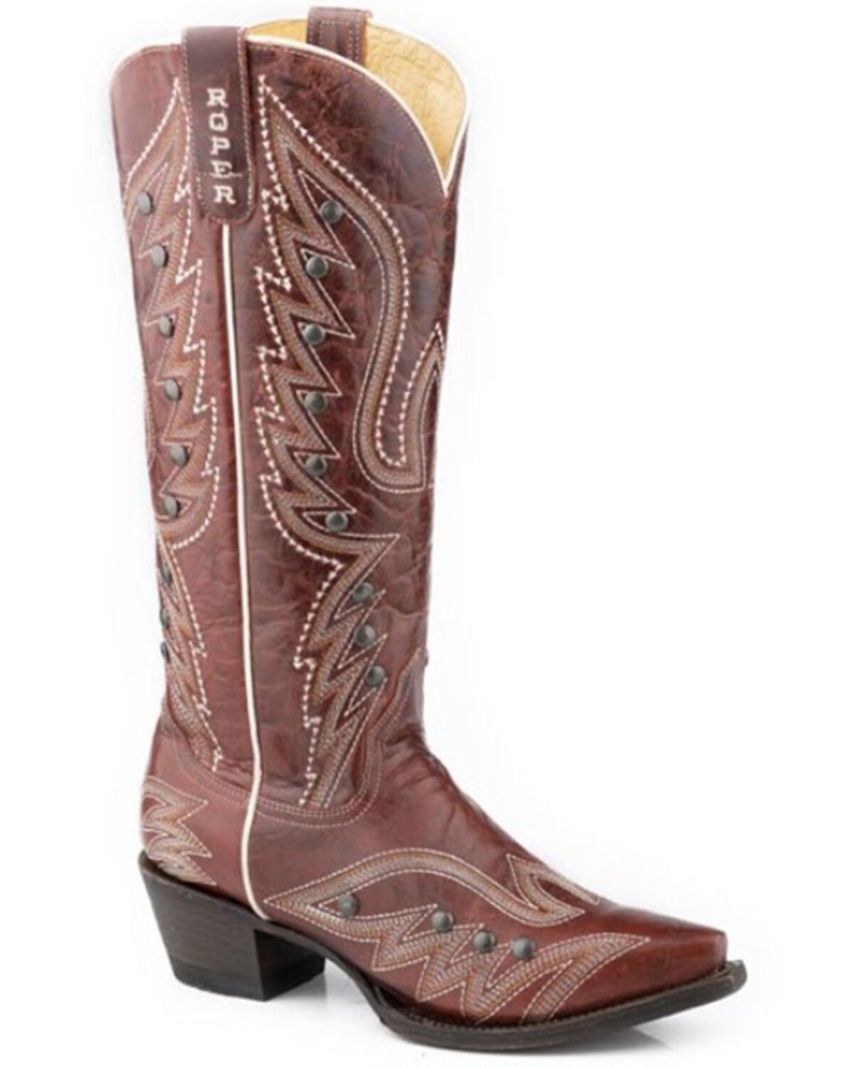 Roper Women's Brandy Tall Western Boots - Snip Toe, Red, hi-res