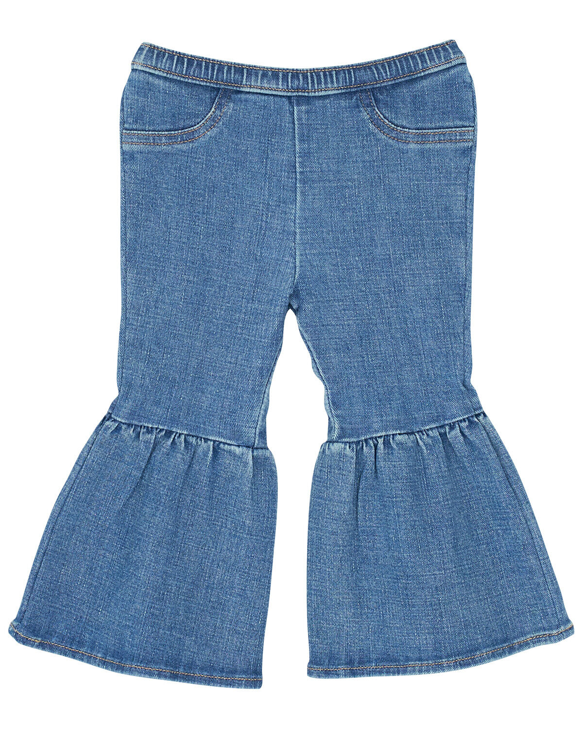 Image #2 - Wrangler Toddler Girls' Light Wash Trumpet Flare Denim Jeans, Blue, hi-res