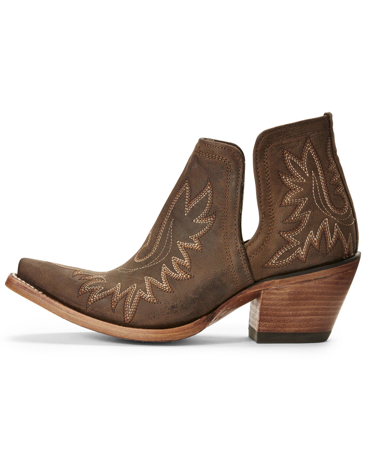 Image #2 - Ariat Women's Dixon Weathered Western Booties - Snip Toe, Brown, hi-res