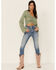 Lush Clothing Cinch Front Pointelle Bell Sleeve Top, Sage, hi-res