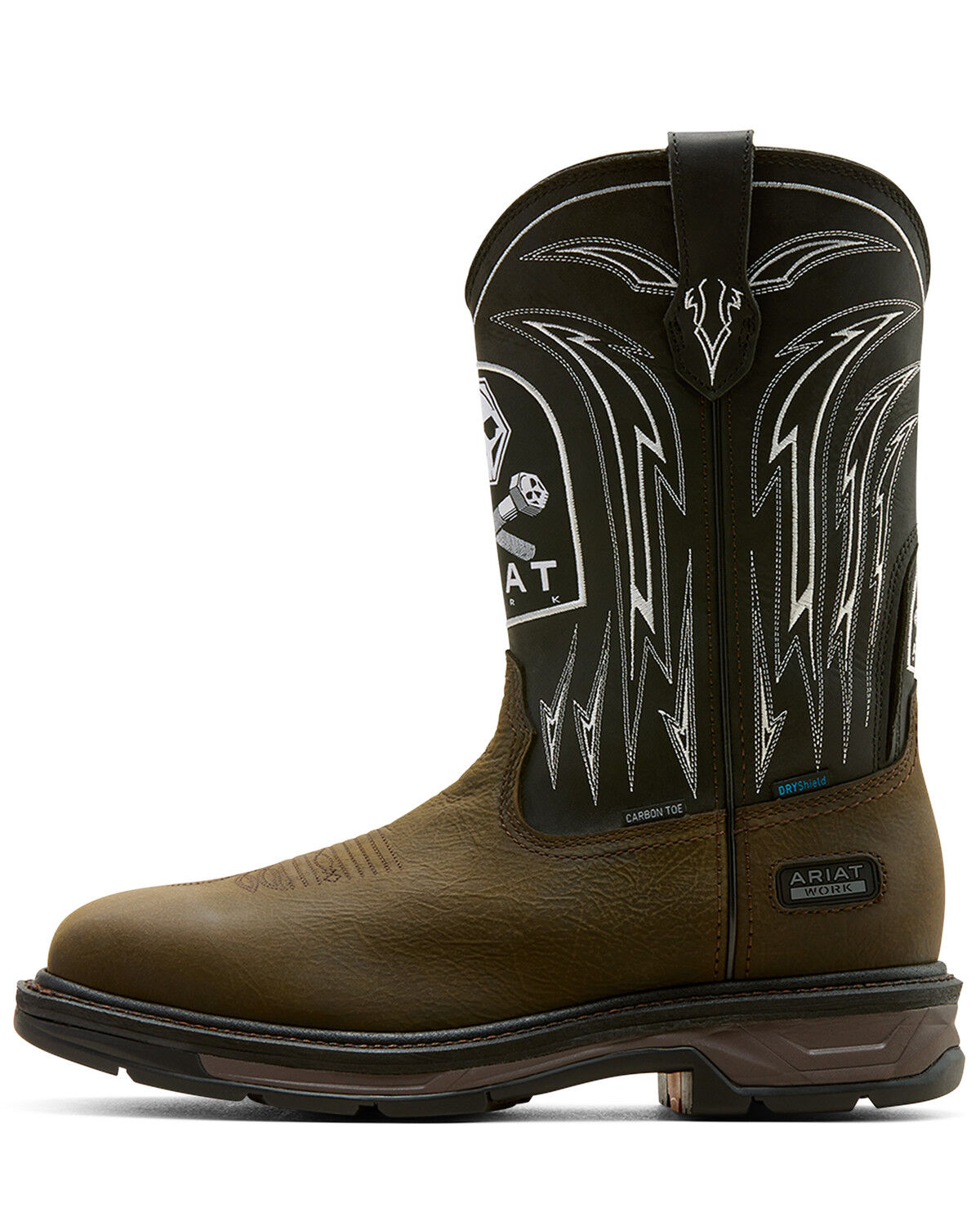Image #5 - Ariat Men's WorkHog® XT Bolt Skull Waterproof Work Boots - Carbon Toe, Brown, hi-res