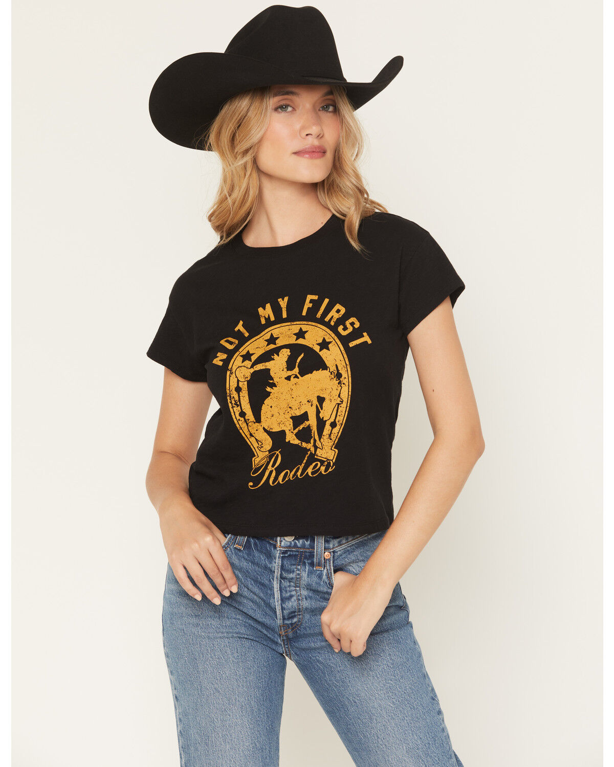 Image #1 - White Crow Women's Not My First Rodeo Short Sleeve Graphic Tee, Black, hi-res