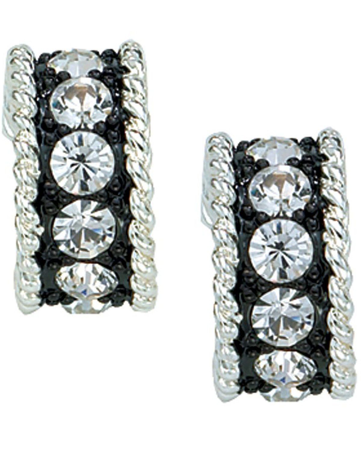 Montana Silversmiths Women's Crystal Shine Small Loop Earrings, Silver, hi-res