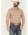 Image #1 - Cody James Men's Cowboy Chic Plaid Print Short Sleeve Button-Down Stretch Western Shirt, Cream, hi-res