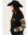Image #2 - Paramount Network's Yellowstone Women's Serape Striped Print Logo Hoodie, Teal, hi-res