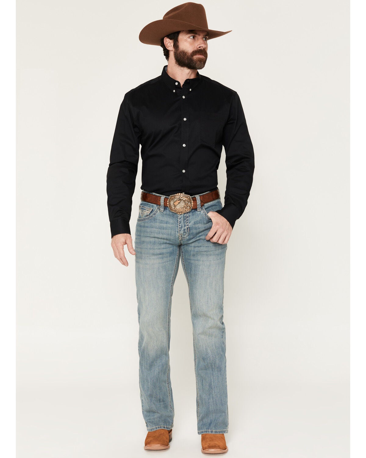 Rock & Roll Denim Men's Pistol Light Wash Bootcut Stretch Denim Jeans, Light Wash, hi-res