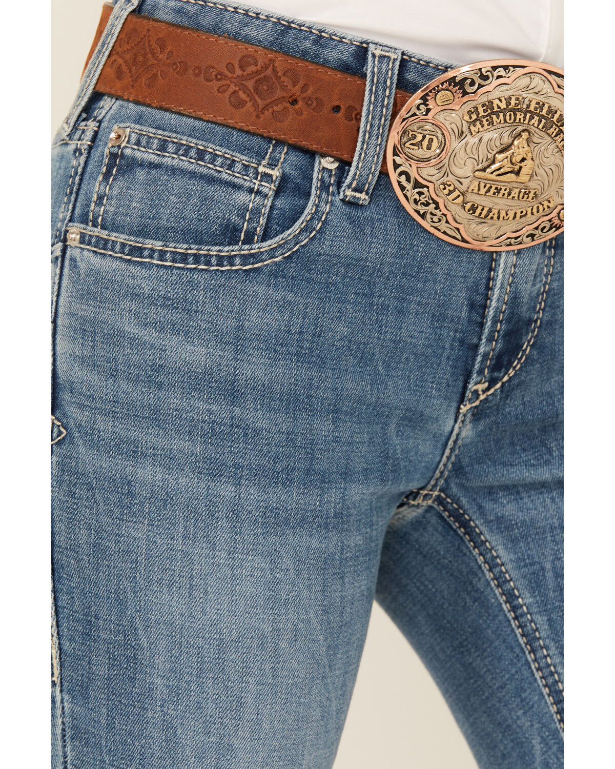 Image #4 - Ariat Women's Naz Medium Wash Perfect Rise Bootcut Stretch Denim Jeans, Medium Wash, hi-res