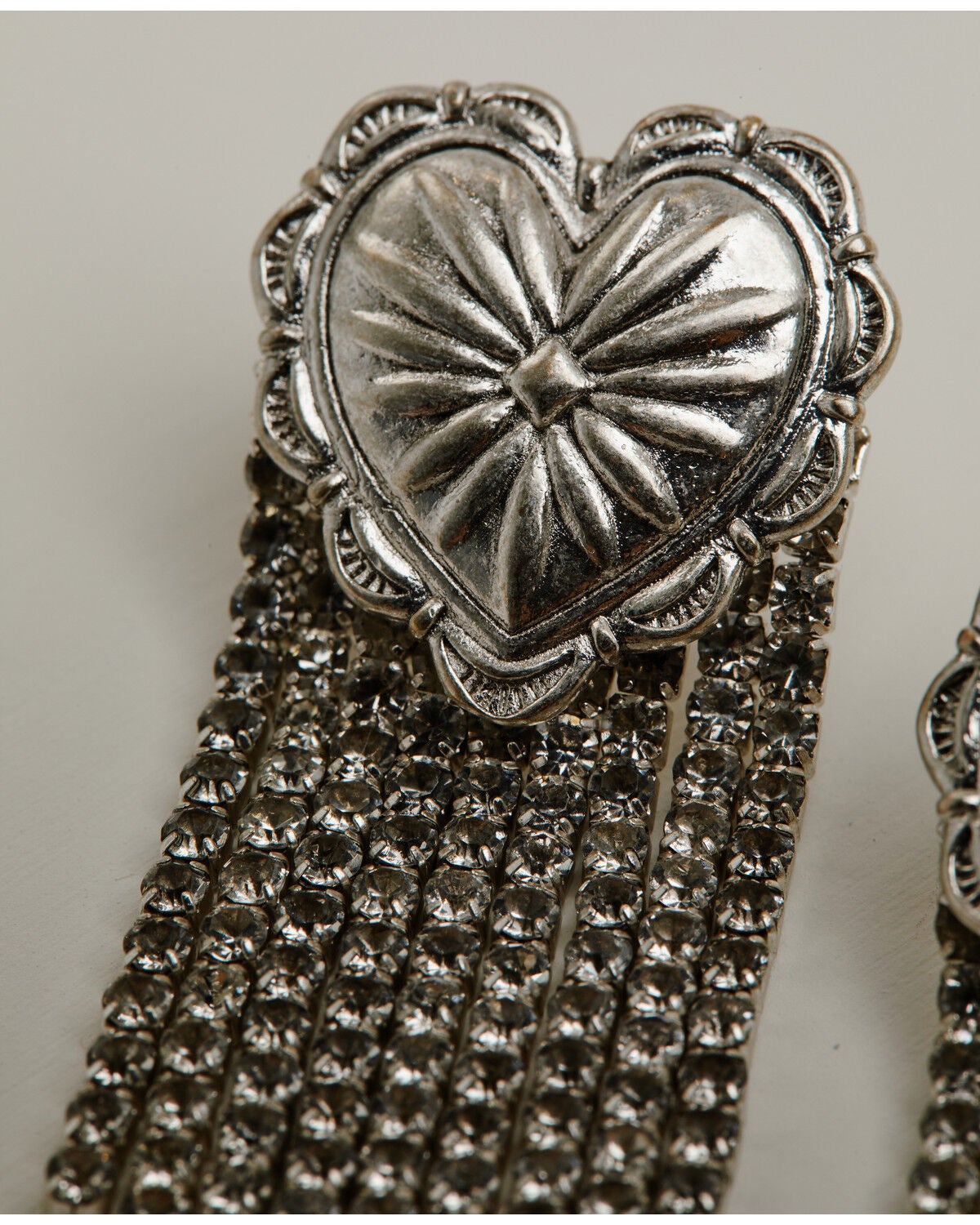 Image #3 - Lainey Wilson Women's Heart Concho Fringe Earrings, Silver, hi-res