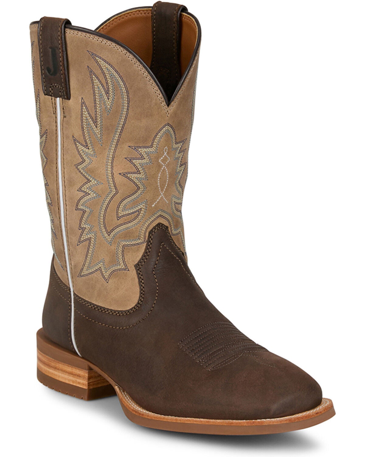 Justin Men's Outlaw Rustle Performance Western Boots - Broad Square Toe, Brown, hi-res