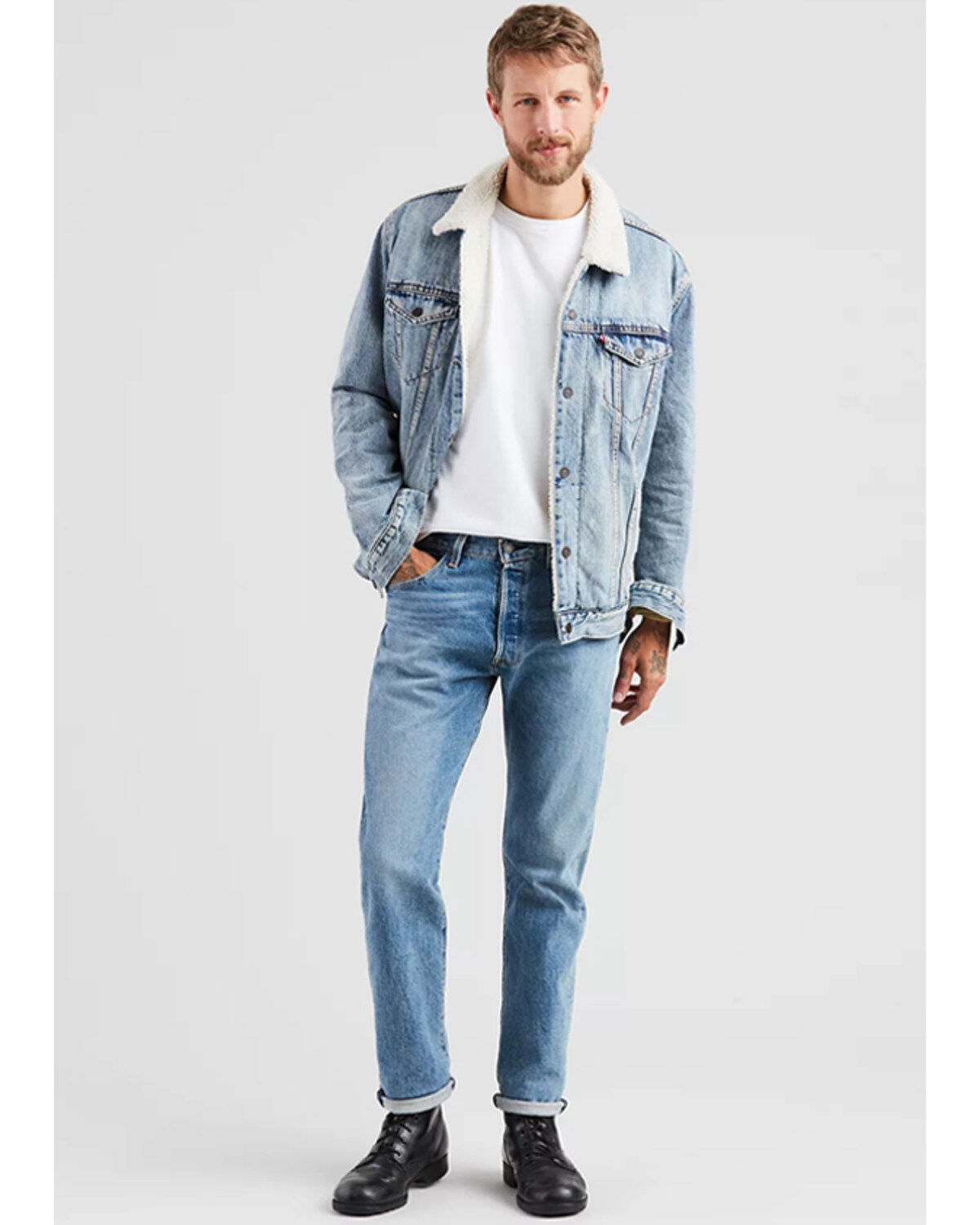 Image #1 - Levi's Men's 501 The Ben Light Regular Straight Leg Jeans, Blue, hi-res