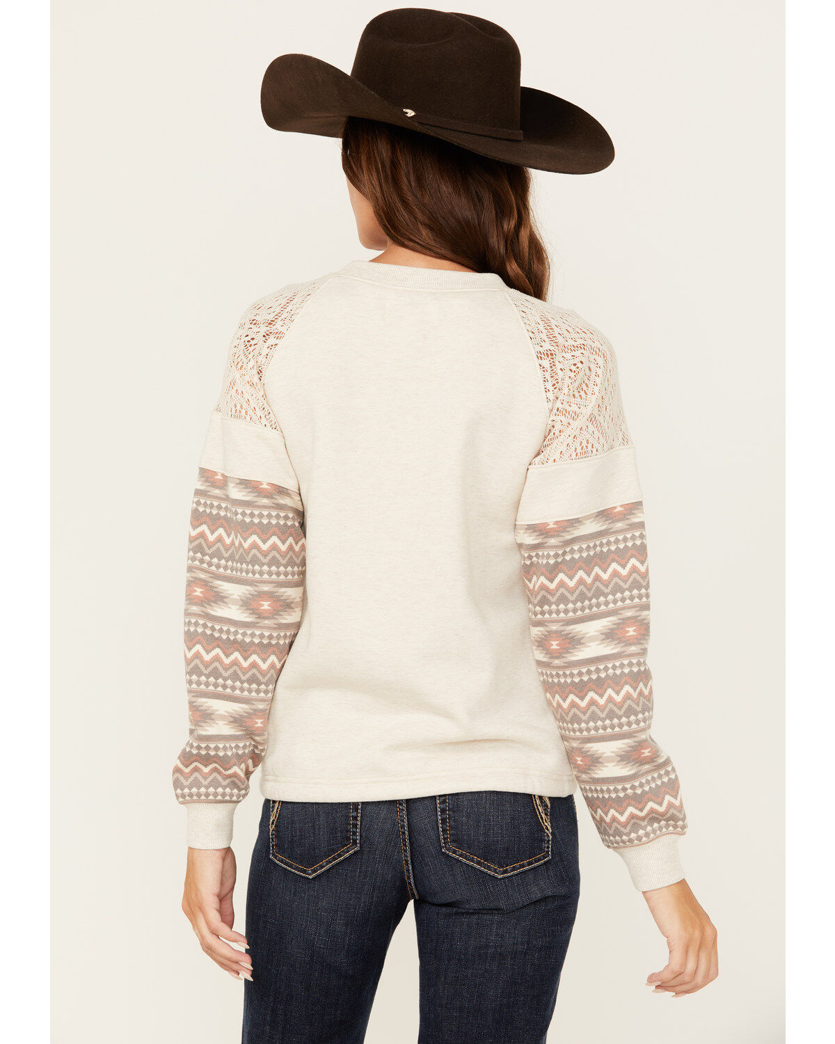 Image #4 - Shyanne Women's Wanda Fleece Mix Pullover Sweatshirt, Oatmeal, hi-res