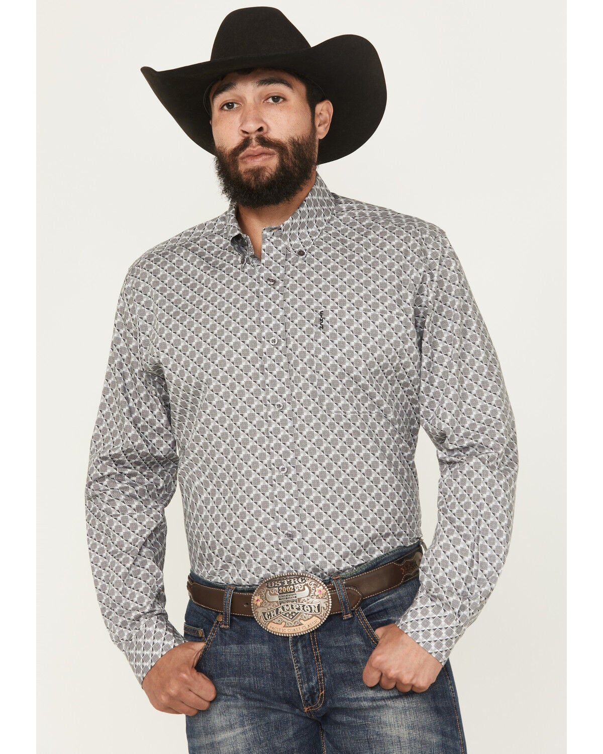 Image #1 - Cinch Men's Modern Fit Geo Print Long Sleeve Button-Down Western Shirt, , hi-res