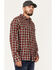 Image #2 - Brothers and Sons Men's Everyday Plaid Long Sleeve Button Down Western Flannel Shirt, Burgundy, hi-res