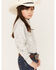 Cowgirl Hardware Girls' Leopard Print Long Sleeve Snap Western Shirt, White, hi-res