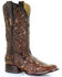 Image #1 - Corral Women's Embroidered Stud Inlay Western Boots, Brown, hi-res