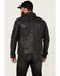 Mauritius Leather Men's Goeff Blue Lamb Leather Zip-Front Trucker Jacket , Blue, hi-res