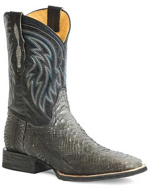Roper Men's Peyton Exotic Python Western Boots - Square Toe, Grey, hi-res