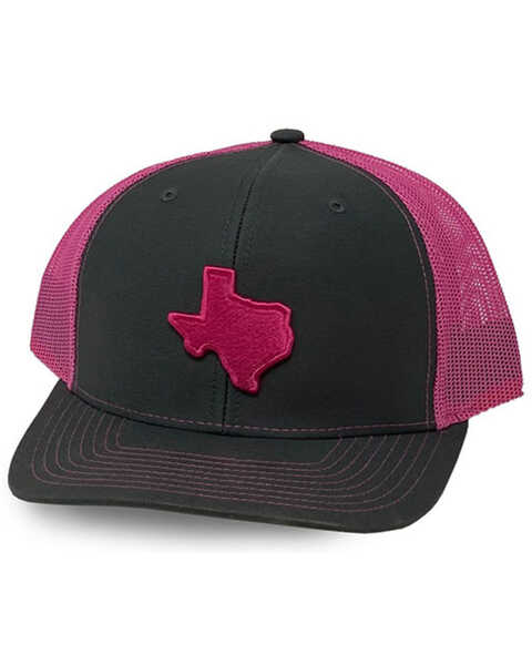 Image #1 - Oil Field Hats Men's Pink/Black Texas State Patch Mesh-Back Ball Cap, Grey, hi-res
