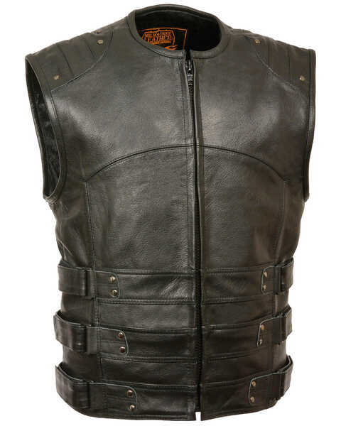 Milwaukee Leather Men's Updated SWAT Style Biker Vest, Black, hi-res