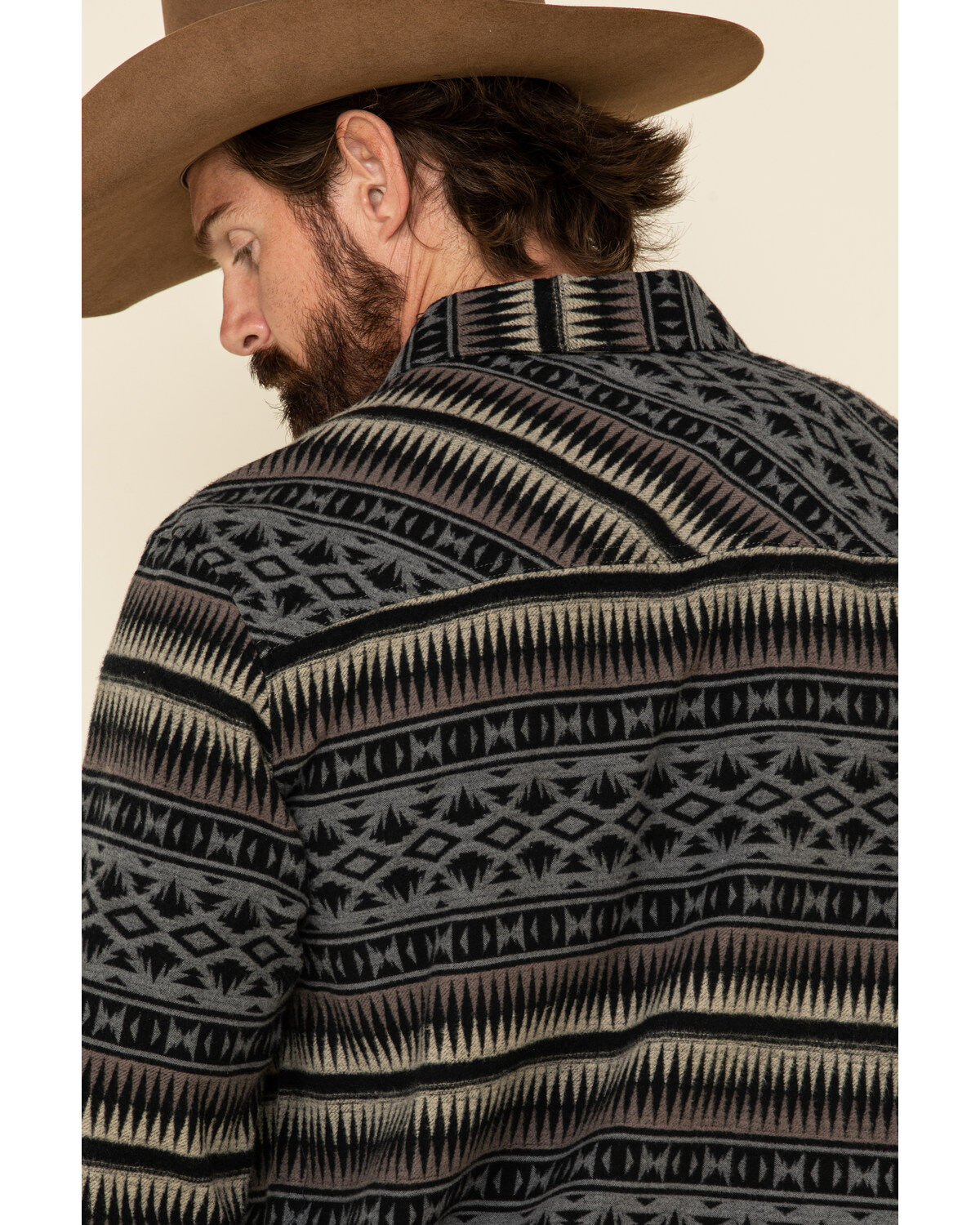 Image #5 - Rock & Roll Denim Men's Jacquard Southwestern Print Border Jacket, Grey, hi-res