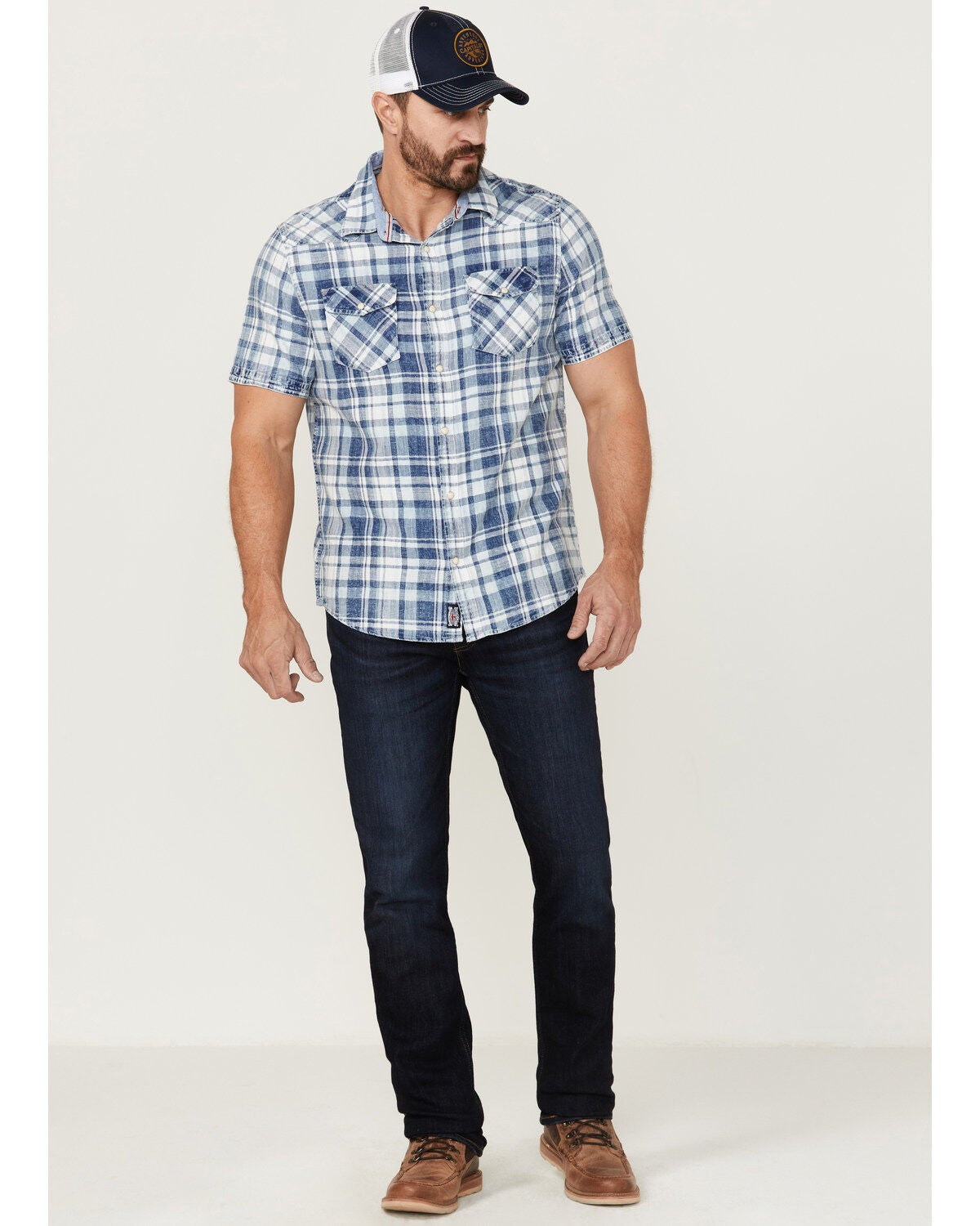 Image #2 - Flag & Anthem Men's Bartlett Vintage Plaid Short Sleeve Snap Western Shirt, , hi-res