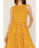 Stetson Women's Southwestern Embroidered Sleeveless Tiered Midi Dress, Yellow, hi-res