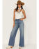 Cleo + Wolf Women's Medium Wash High Rise Loose Distressed Jeans, Medium Wash, hi-res