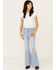 Image #1 - Shyanne Girls' Destructed Knee Flare Jeans, Light Wash, hi-res