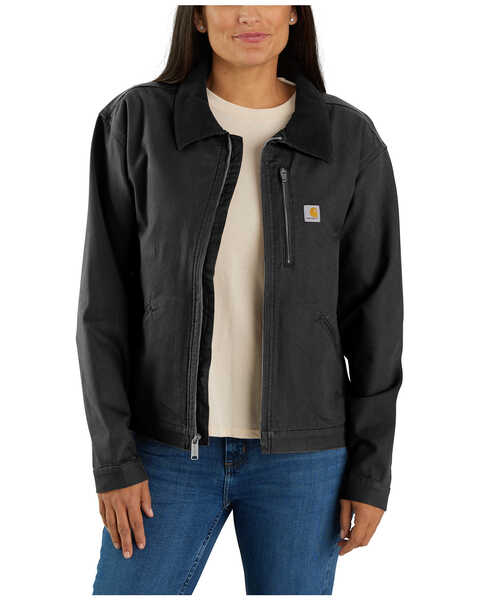 Carhartt Women's Rugged Flex® Loose Fit Canvas Detroit Jacket , Black, hi-res