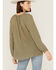 Miss Me Women's Olive Embroidered Southwestern Tassel Top, Olive, hi-res