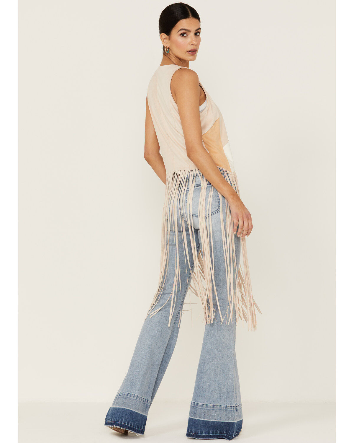 Image #4 - Shyanne Women's Patchwork Faux Suede Fringe Drop Vest, , hi-res