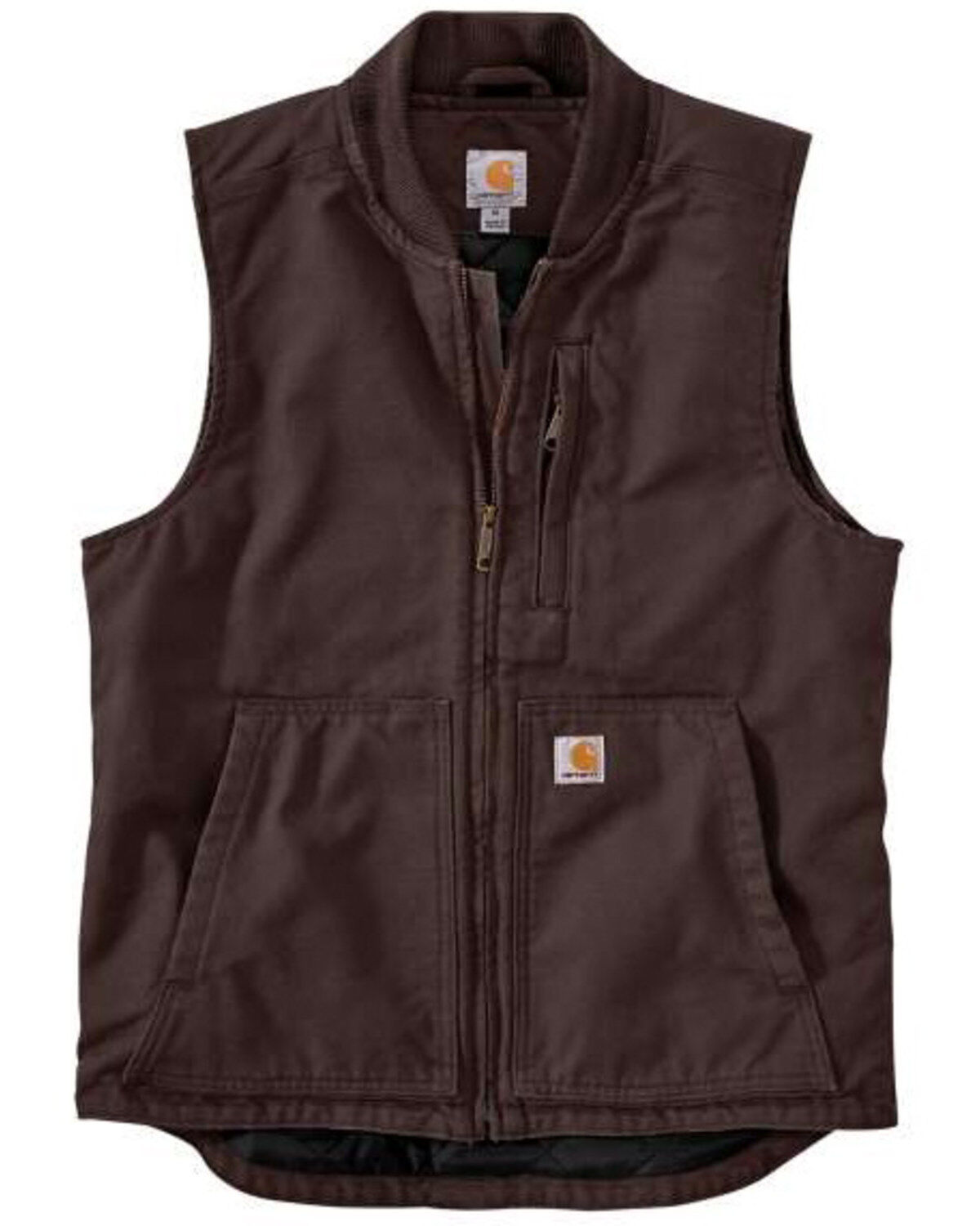 Image #2 - Carhartt Men's Dark Brown Washed Duck Insulated Rib-Collar Work Vest - Tall, , hi-res