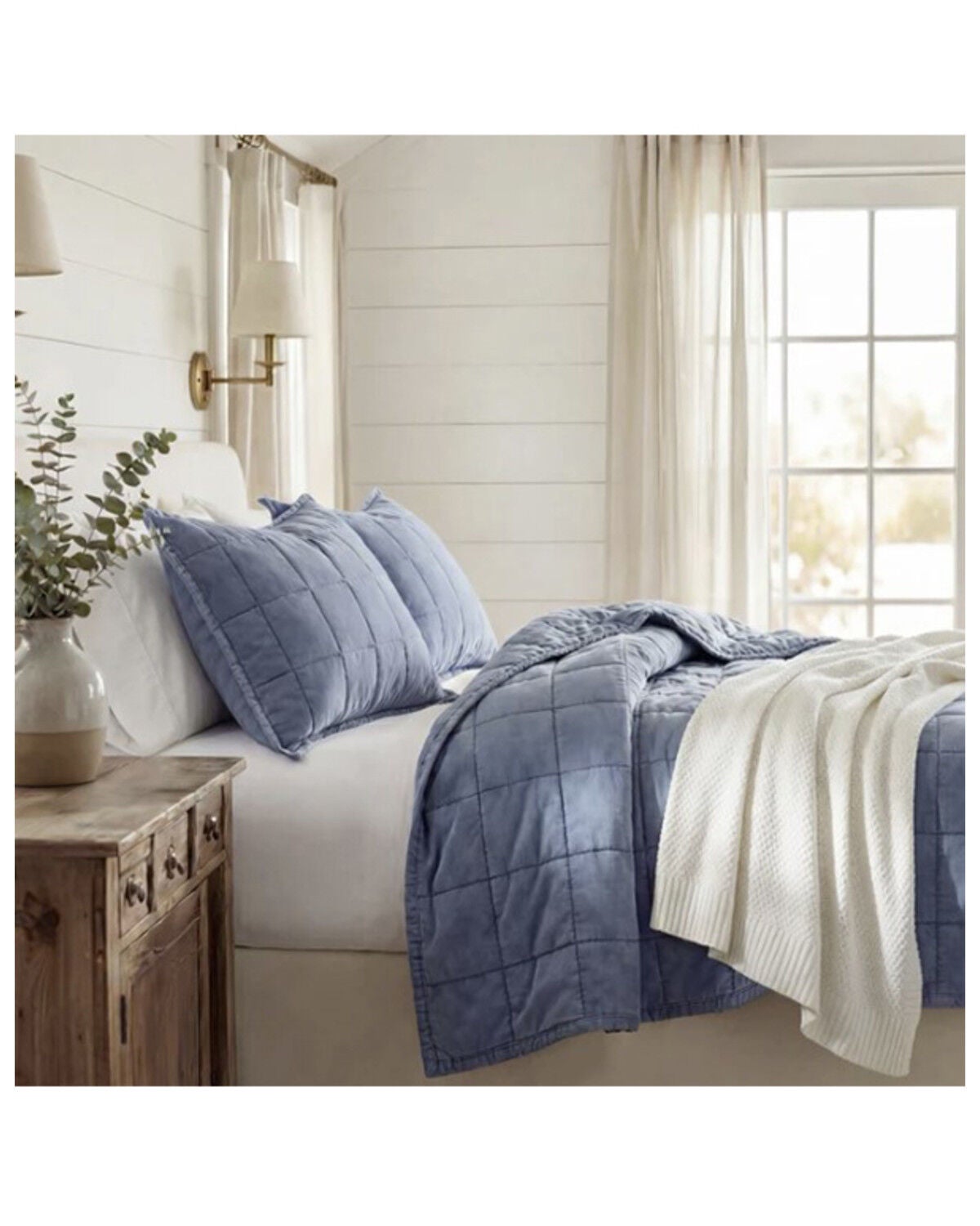 HIEnd Accents Stonewashed Denim King Quilt Set - 3 Piece, Blue, hi-res