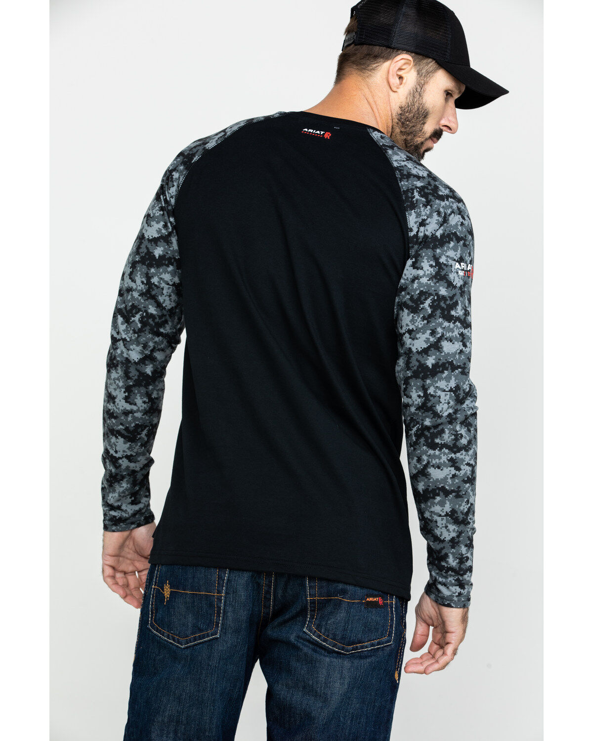 Image #2 - Ariat Men's Grey Camo FR Long Sleeve Work Raglan T-Shirt - Big, , hi-res