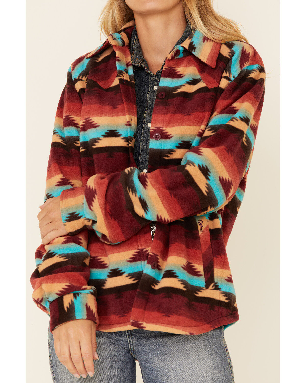 Image #3 - Outback Trading Co. Women's Southwestern Print Long Sleeve Button Down Western Big Shirt, , hi-res