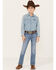 Image #1 - Wrangler Girls' Light Wash Embroidered Pocket Bootcut Jeans, , hi-res