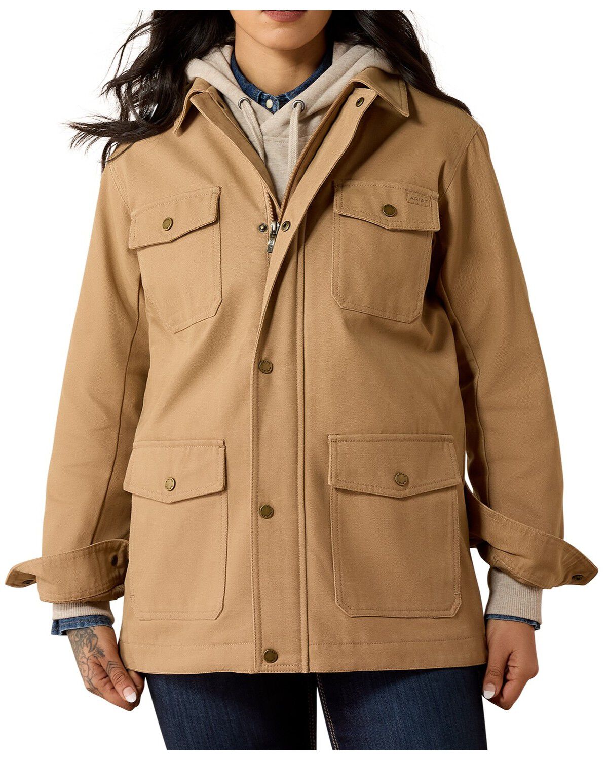 Ariat Women's Western Canvas Concealed Carry Chore Jacket, Beige, hi-res